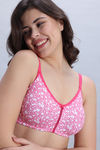 Zivame Double Layered Non Wired 3/4th Coverage Bra - Dark Pink Floral — thumbnail 1
